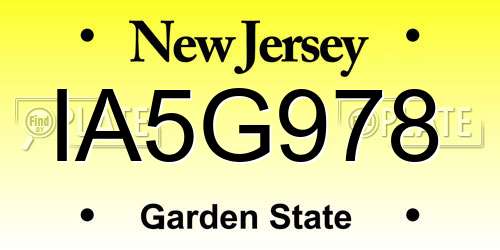 IA5G978 New Jersey License Plate