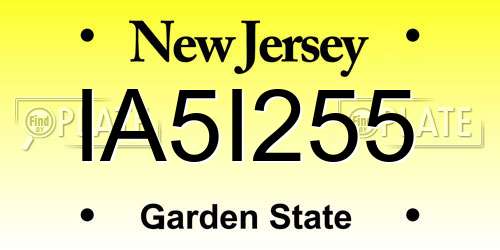 IA5I255 New Jersey License Plate