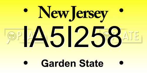 IA5I258 New Jersey License Plate