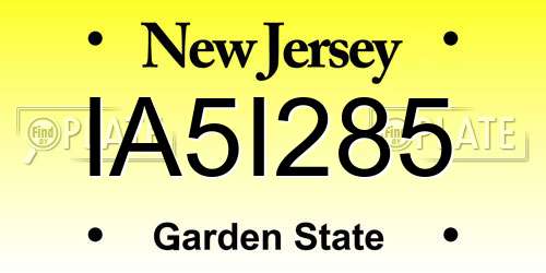 IA5I285 New Jersey License Plate