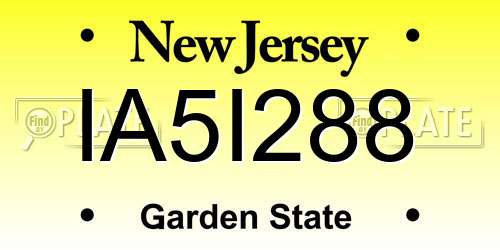IA5I288 New Jersey License Plate