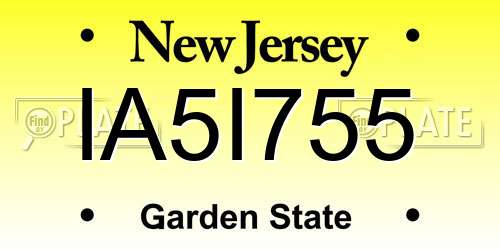 IA5I755 New Jersey License Plate
