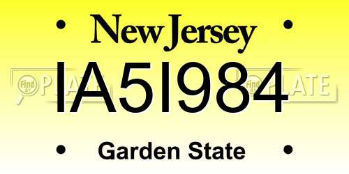 IA5I984 New Jersey License Plate