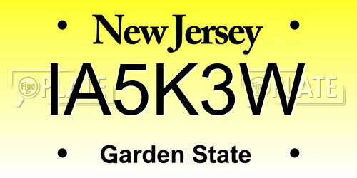 IA5K3W New Jersey License Plate