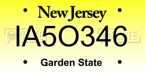 IA5O346 New Jersey License Plate