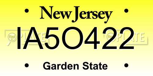 IA5O422 New Jersey License Plate