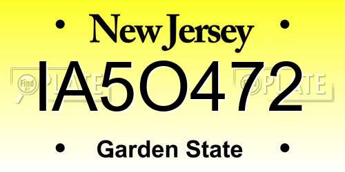 IA5O472 New Jersey License Plate
