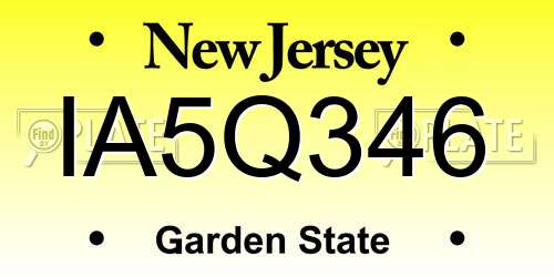 IA5Q346 New Jersey License Plate