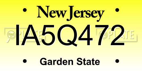 IA5Q472 New Jersey License Plate
