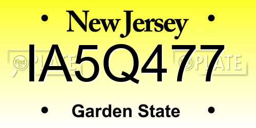 IA5Q477 New Jersey License Plate