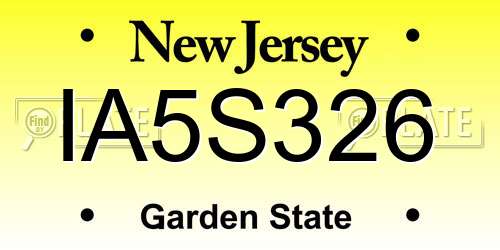 IA5S326 New Jersey License Plate