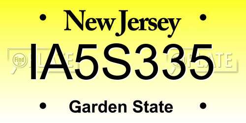 IA5S335 New Jersey License Plate