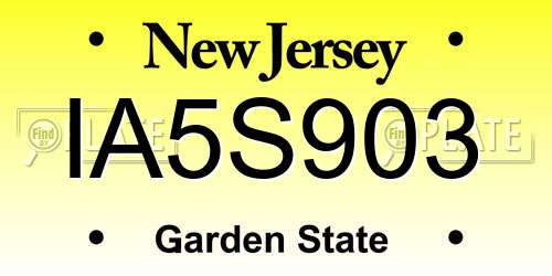 IA5S903 New Jersey License Plate