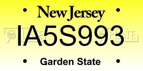 IA5S993 New Jersey License Plate
