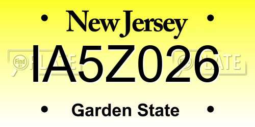 IA5Z026 New Jersey License Plate