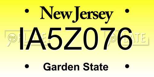 IA5Z076 New Jersey License Plate