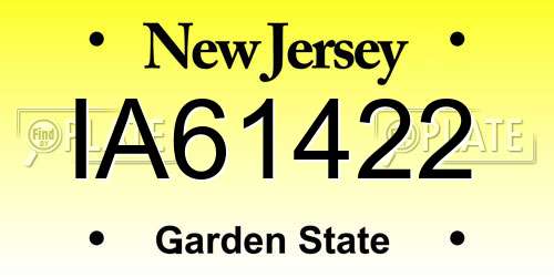 IA61422 New Jersey License Plate