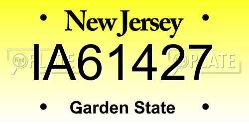 IA61427 New Jersey License Plate