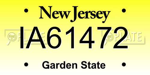 IA61472 New Jersey License Plate