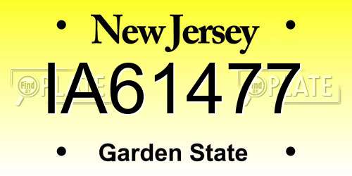 IA61477 New Jersey License Plate