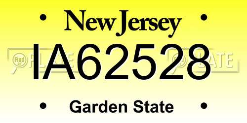 IA62528 New Jersey License Plate