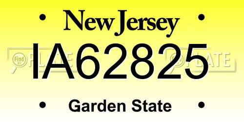 IA62825 New Jersey License Plate