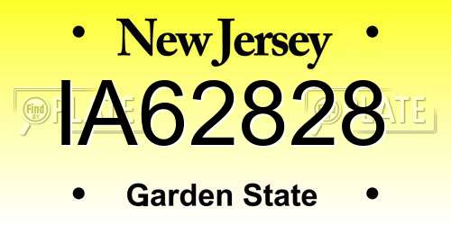 IA62828 New Jersey License Plate