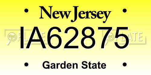 IA62875 New Jersey License Plate