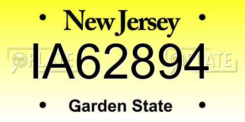 IA62894 New Jersey License Plate