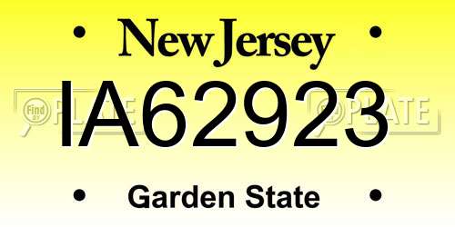 IA62923 New Jersey License Plate
