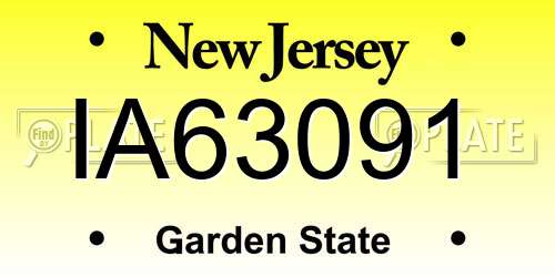 IA63091 New Jersey License Plate