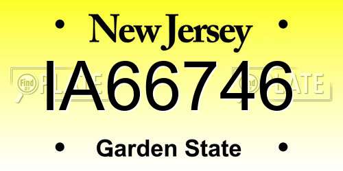 IA66746 New Jersey License Plate
