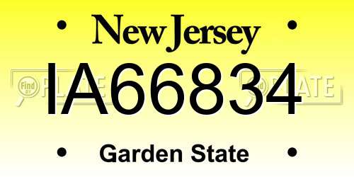 IA66834 New Jersey License Plate
