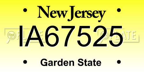 IA67525 New Jersey License Plate