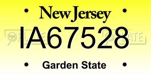 IA67528 New Jersey License Plate