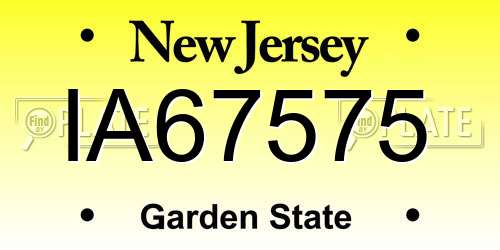 IA67575 New Jersey License Plate