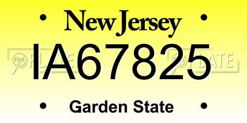 IA67825 New Jersey License Plate