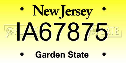 IA67875 New Jersey License Plate