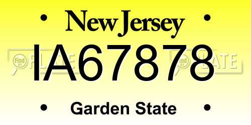 IA67878 New Jersey License Plate