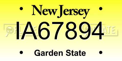 IA67894 New Jersey License Plate