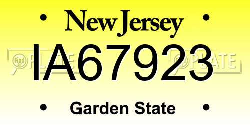 IA67923 New Jersey License Plate