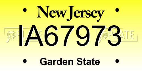 IA67973 New Jersey License Plate