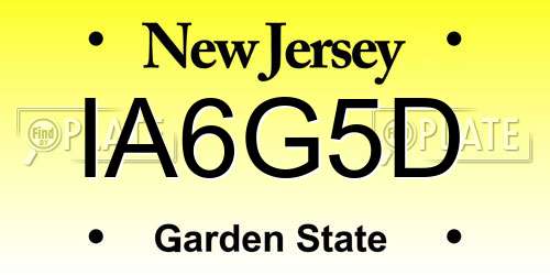 IA6G5D New Jersey License Plate