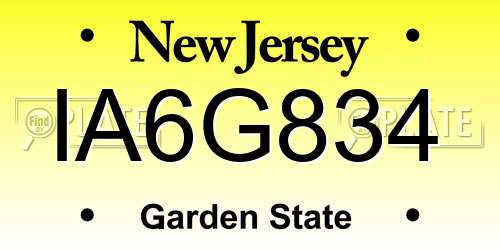 IA6G834 New Jersey License Plate