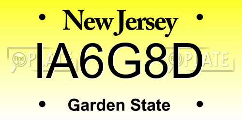 IA6G8D New Jersey License Plate