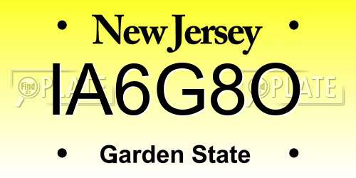 IA6G8O New Jersey License Plate
