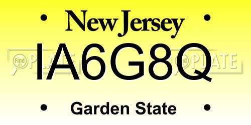 IA6G8Q New Jersey License Plate