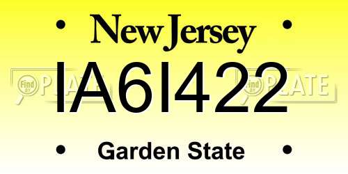 IA6I422 New Jersey License Plate