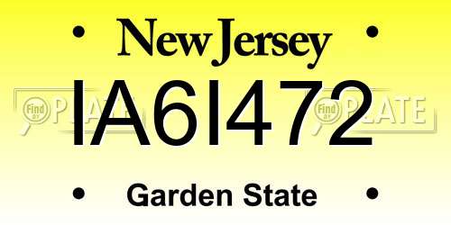 IA6I472 New Jersey License Plate