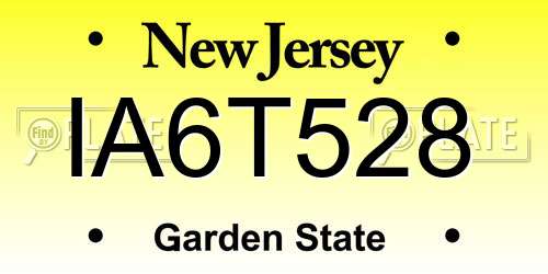 IA6T528 New Jersey License Plate